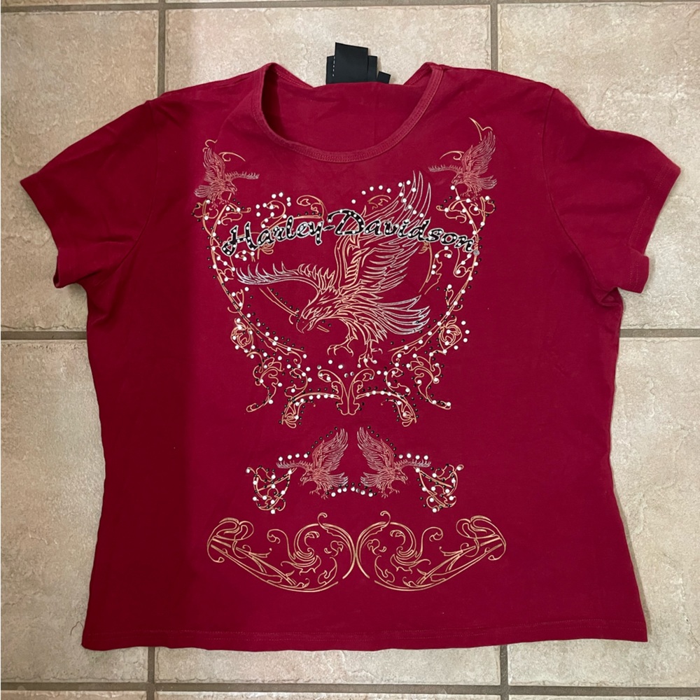 Vintage Y2K studded design Harley Davidson women’s top